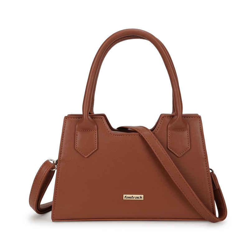 Fastrack PU Structured Solid Sling Bag for Women | Brown