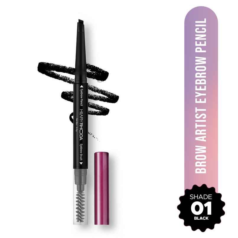 Hilary Rhoda Brow Artist Eyebrow Pencil | Dual-Ended & Natural Finish | Black - Shade 01 Hilary Rhoda Brow Artist Eyebrow Pencil | Dual-Ended & Natural Finish | Black - Shade 01