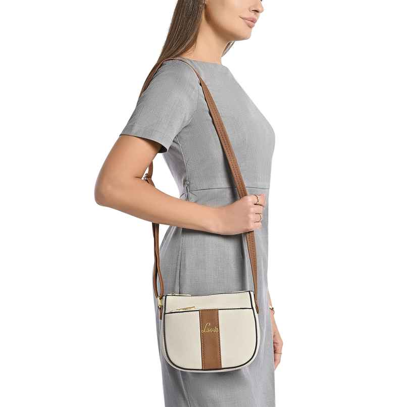 Lavie Women's Colourblock Spade Crossbody Sling Bag | Ladies Purse Handbag | Off White