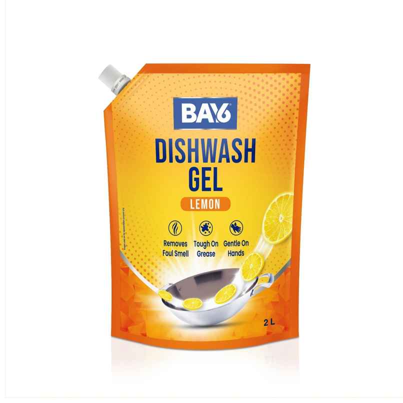 BAY6 Dishwash Gel Liquid Lemon Tough Grease & Foul Smell Removal Refill Pouch