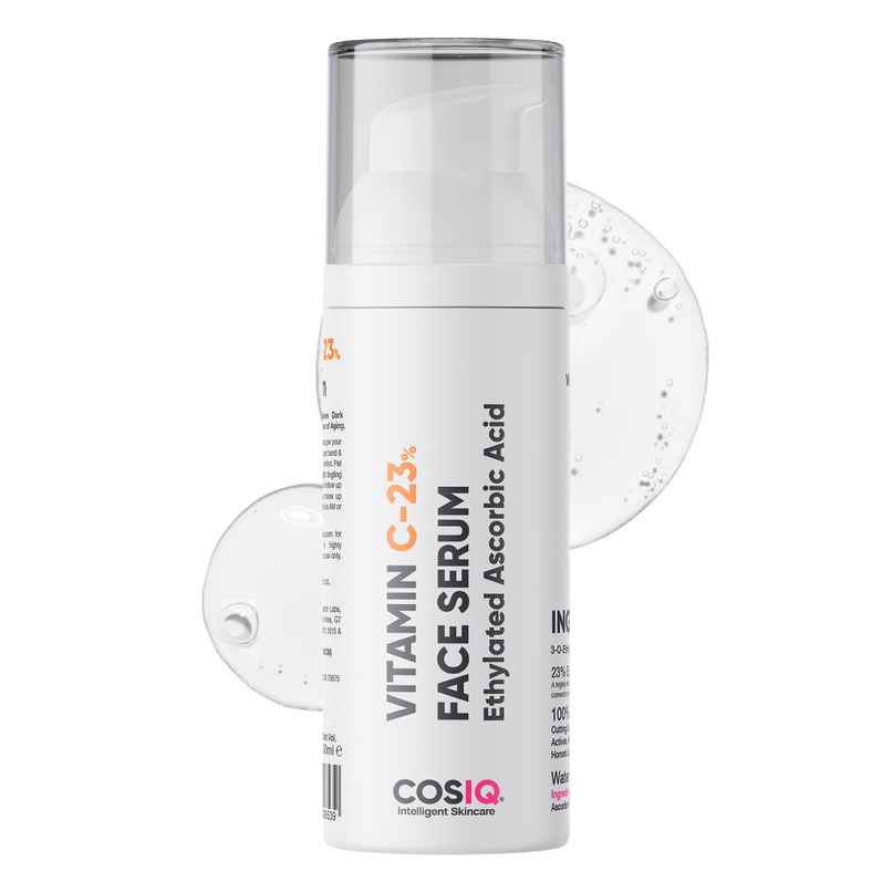 CosIQ 23% Vitamin C Face Serum Brightens Skin, Revives Dullness & Evens Skin Tone for All Skin Types