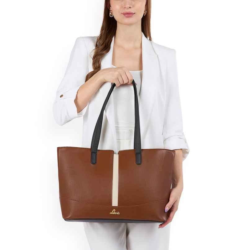 Lavie Women's Lyla Colourblock Tote Handbag | Ladies purse | Shoulder Bag | Tan