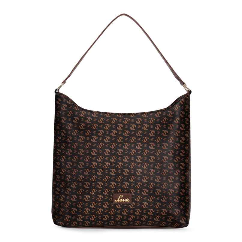 Lavie Women's Portia Monogram LL Print Hobo Handbag for | Shoulder Bag | Choco Lavie Women's Portia Monogram LL Print Hobo Handbag for | Shoulder Bag | Choco