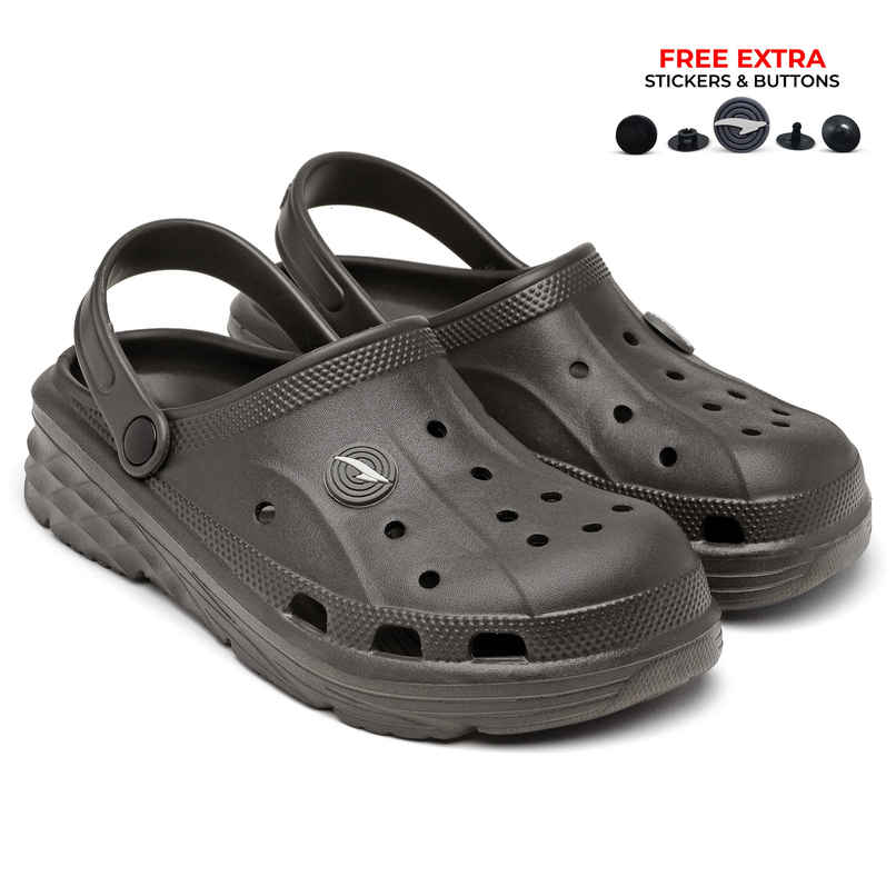 Asian Agc-14 Men Clogs Dark-Grey (Size-10)