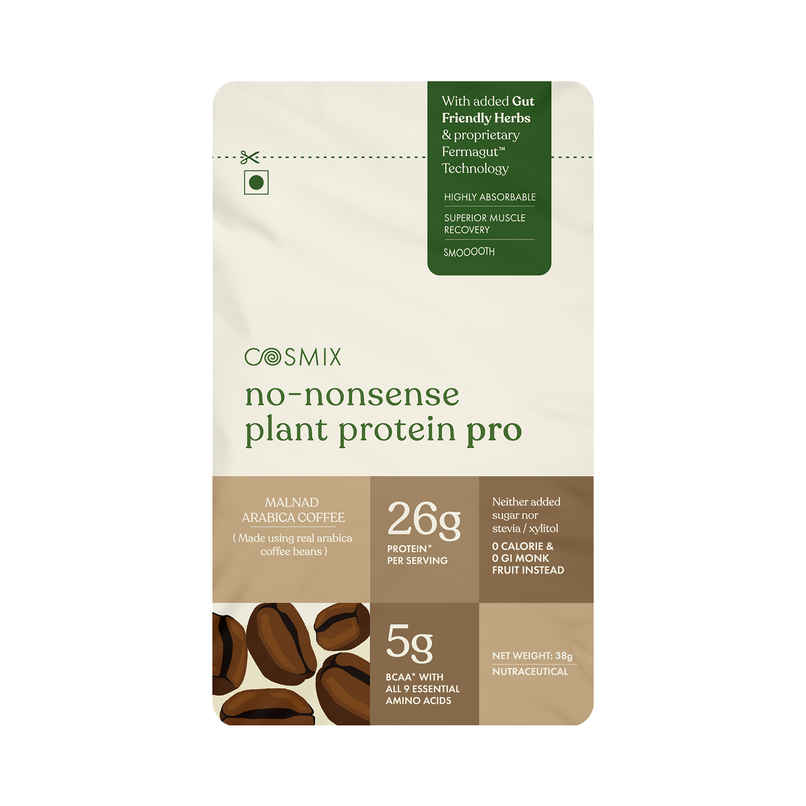 Cosmix No Nonsense Fermented Yeast Protein Malnad Arabica Coffee | Pouch 26 g Protein