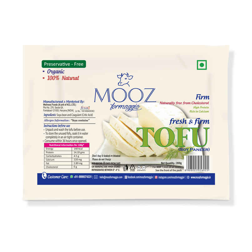 Mooz Fresh & Firm Tofu | Soy Paneer |High Protein |Zero Preservatives| Bean Curd