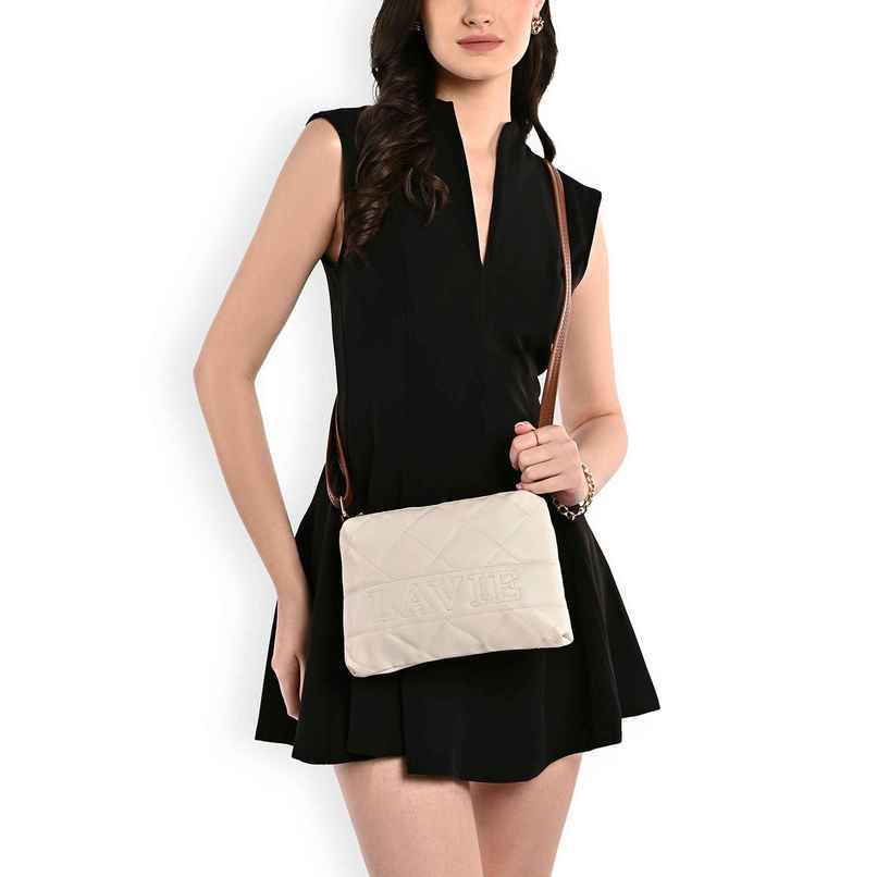 Lavie Women's Quilt Jill Top Zip Sling Bag | Off White