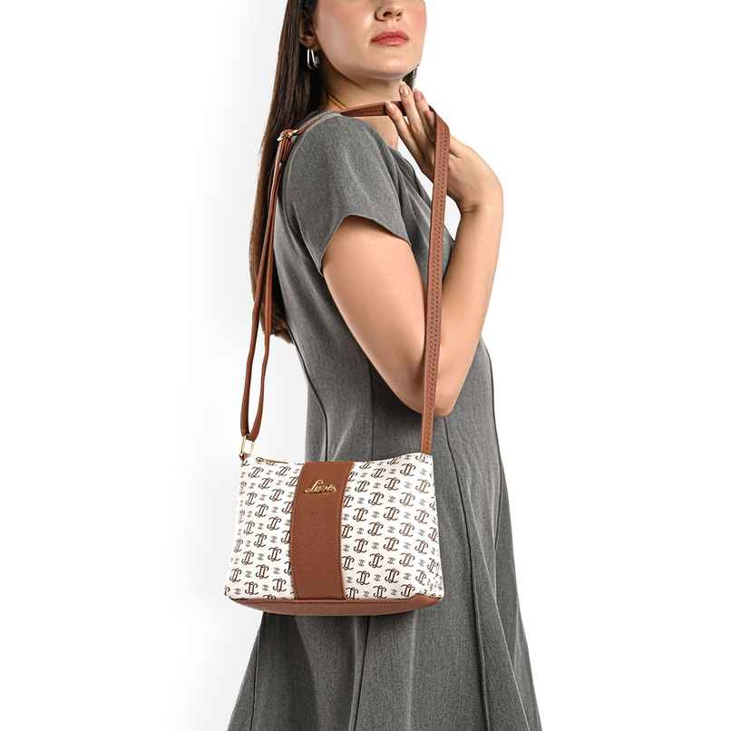 Lavie Women's Mono Ll Evelynn Crossbody Sling Bag | Ladies Purse Handbag | Off White