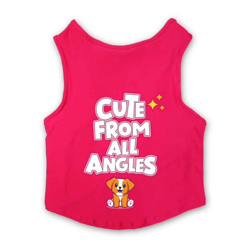 PawsIndia Sleeveless Printed Dog T-Shirt - Cute From All Angles | L - Pink PawsIndia Sleeveless Printed Dog T-Shirt - Cute From All Angles | L - Pink