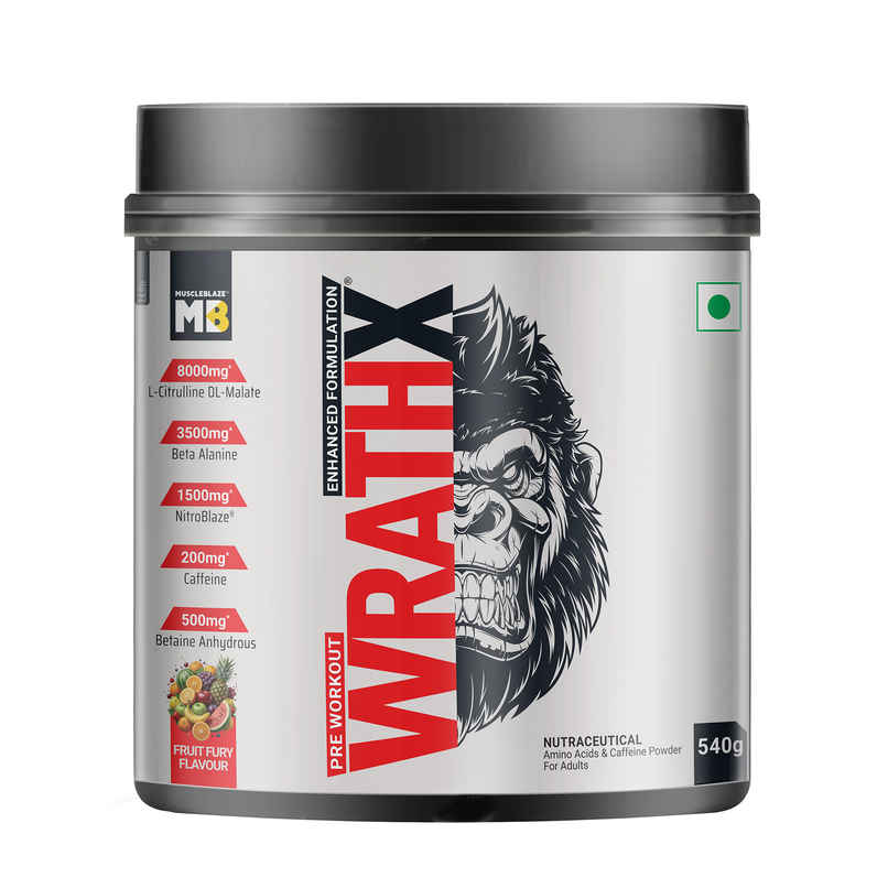 MuscleBlaze Pre Workout WrathX Powder (Fruit Fury) |30 Servings