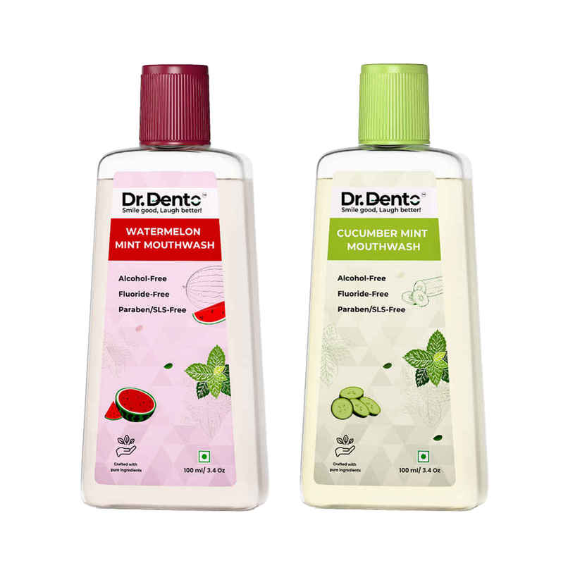 Watermelon Mint Mouthwash (100ml) & Dr.Dento Cucumber Mint Mouthwash (100ml) Combo