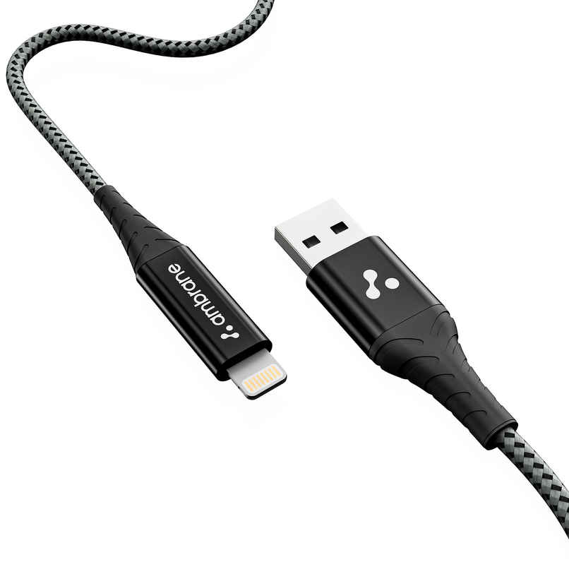 Ambrane 15W USB to Lightning Fast Charging Braided Cable - 1 m Ambrane 15W USB to Lightning Fast Charging Braided Cable - 1 m