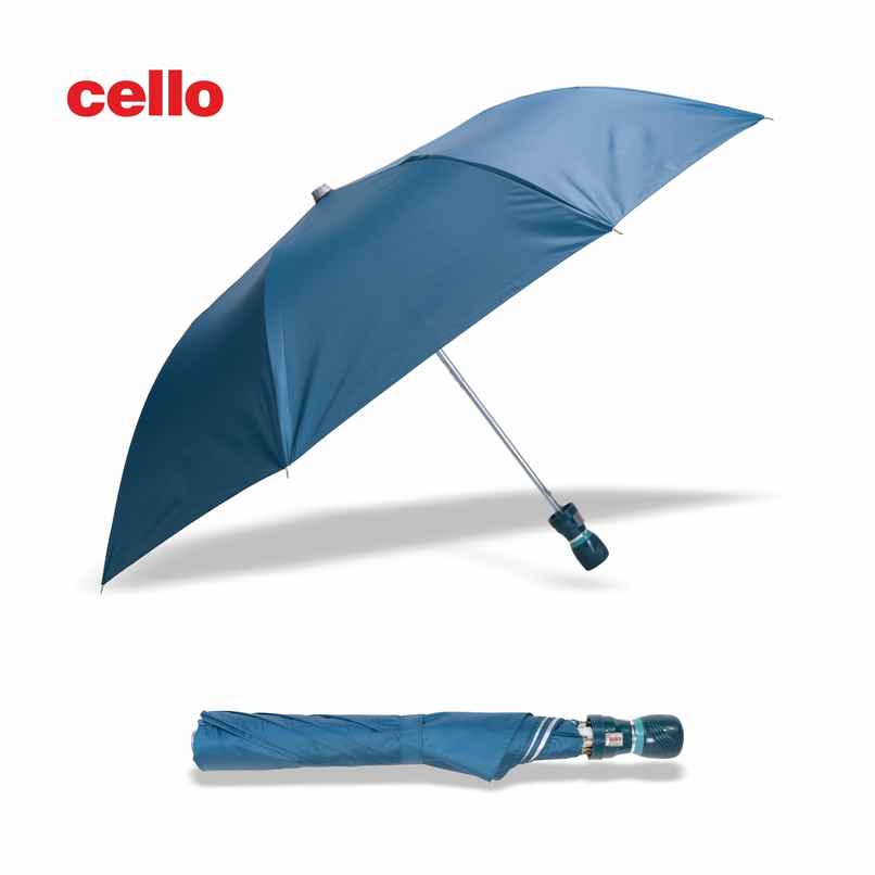 Cello Varsha 21 Inch 2 Fold Mix Mono Silver Umbrella | Teal Green Cello Varsha 21 Inch 2 Fold Mix Mono Silver Umbrella | Teal Green