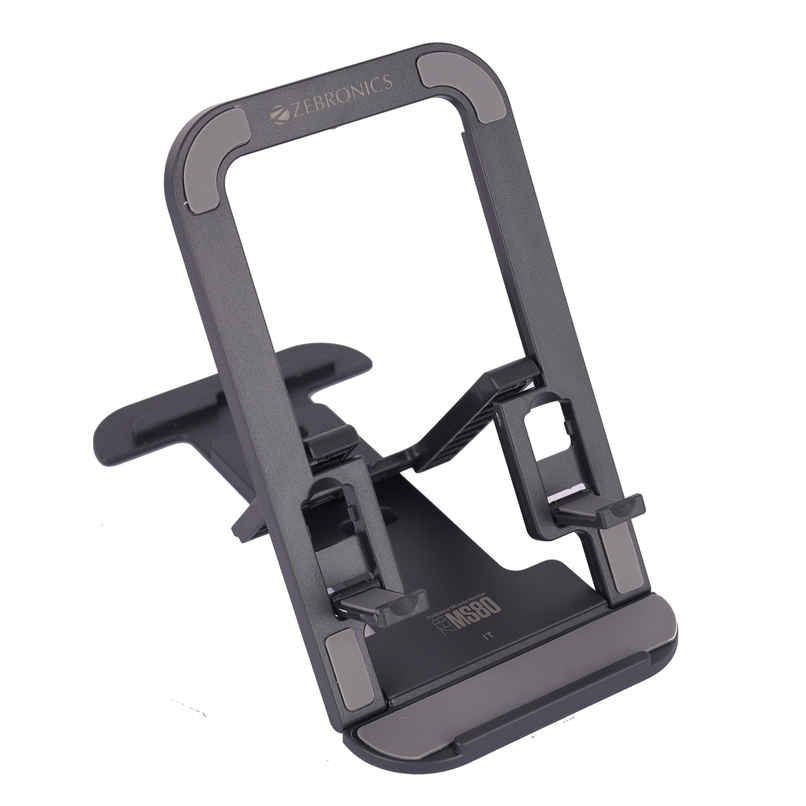 Zebronics MS80 Mobile Holder with Adjustable Height, Anti Skid Base, Matte Finish (Black) Zebronics MS80 Mobile Holder with Adjustable Height, Anti Skid Base, Matte Finish (Black)