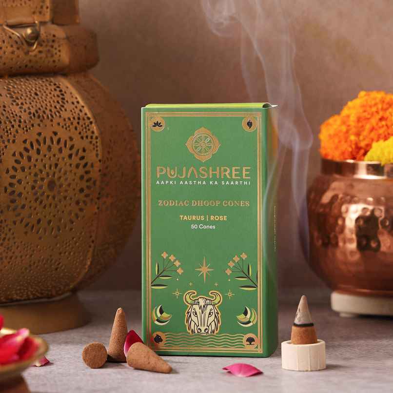 Pujashree Zodiac Dhoop Cones | Taurus - Rose Pujashree Zodiac Dhoop Cones | Taurus - Rose