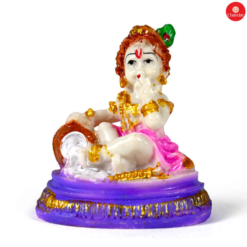 Baby Krishna Idol for Pooja | Laddu Gopal Murti | Gold Polish Finish | Chandar Idol