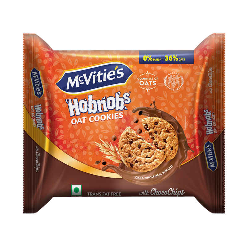 McVitie's Hobnobs Crunchy Chocochip Cookies | 0% Maida - 36% Oats