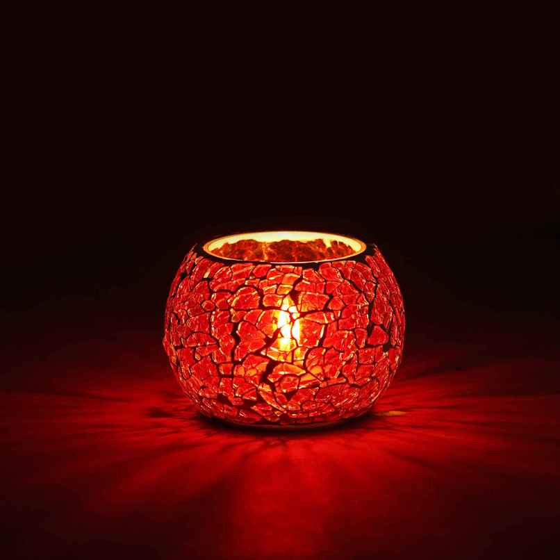eCraftIndia Red Mosiac Glass Decorative Tea Light Holder/diya eCraftIndia Red Mosiac Glass Decorative Tea Light Holder/diya