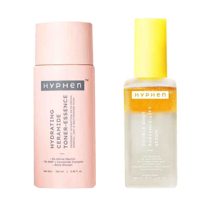 Hyphen 7% Ceramides-Nmf Face Toner Essence | 5% Glass Skin Blend With Rice Water (100ml) & Hyphen 18% Brightening + 20% Collagen Double Serum | 5% Niacinamide For Dark Spots (50ml) Combo Hyphen 7% Ceramides-Nmf Face Toner Essence | 5% Glass Skin Blend With Rice Water (100ml) & Hyphen 18% Brightening + 20% Collagen Double Serum | 5% Niacinamide For Dark Spots (50ml) Combo