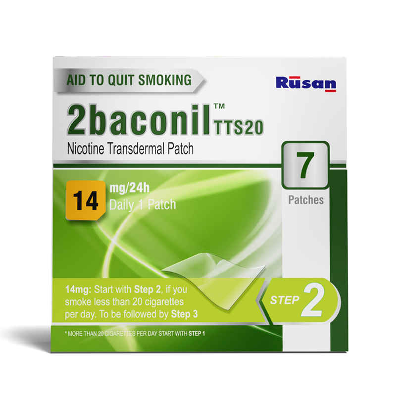 2baconil TTS20 Nicotine Transdermal Patch 14mg/24h Step 2 2baconil TTS20 Nicotine Transdermal Patch 14mg/24h Step 2