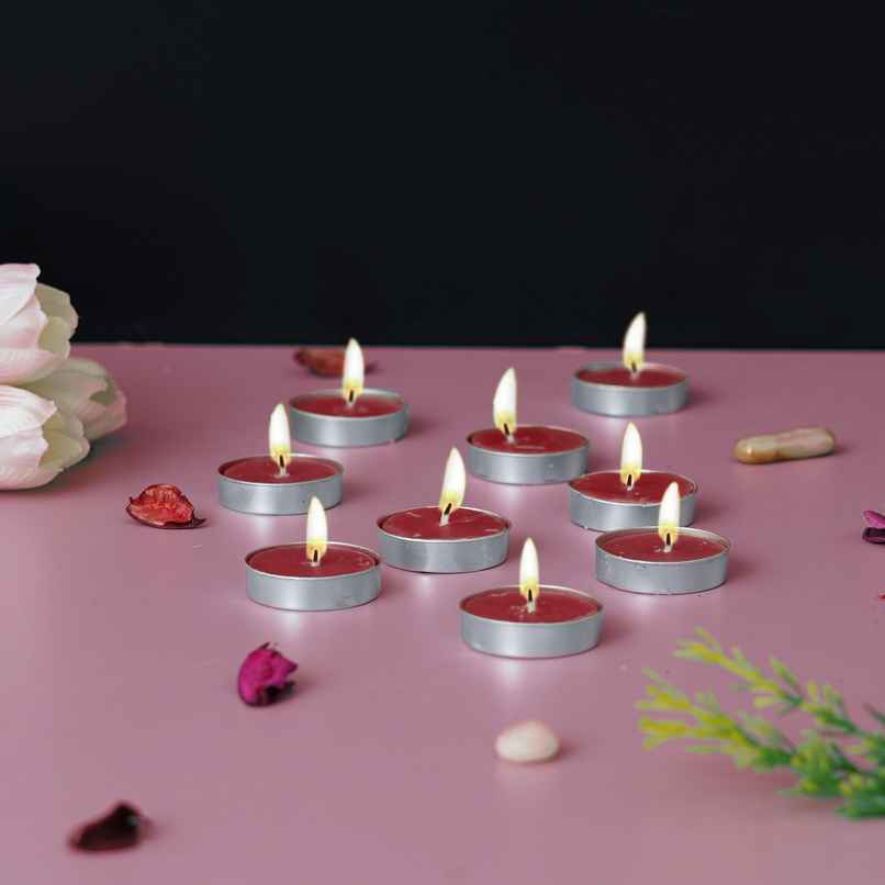 Scented Tea Light Candles | Strawberry | Set Of 10 | Home Decor | Ecraftindia