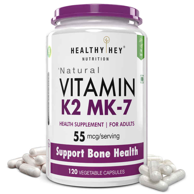 HealthyHey Nutrition Vitamin K2 MK7 | Vegetarian Source | Bone Health Support | 55 mcg