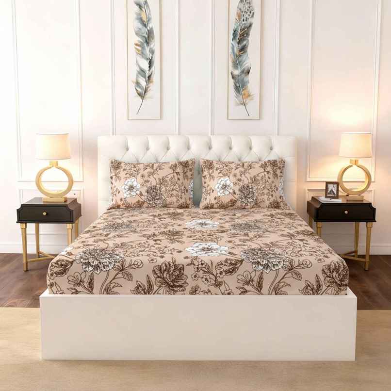 Raymond Home 120 GSM Hazel Floral Double Bedsheet with 2 Pillow Covers Peach Raymond Home 120 GSM Hazel Floral Double Bedsheet with 2 Pillow Covers Peach