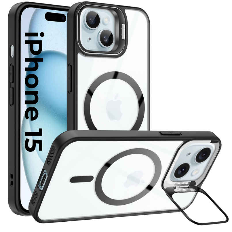 Artistque Adjustable Camera Stand Magsafe Case For iPhone 15 Back Cover | Black Artistque Adjustable Camera Stand Magsafe Case For iPhone 15 Back Cover | Black