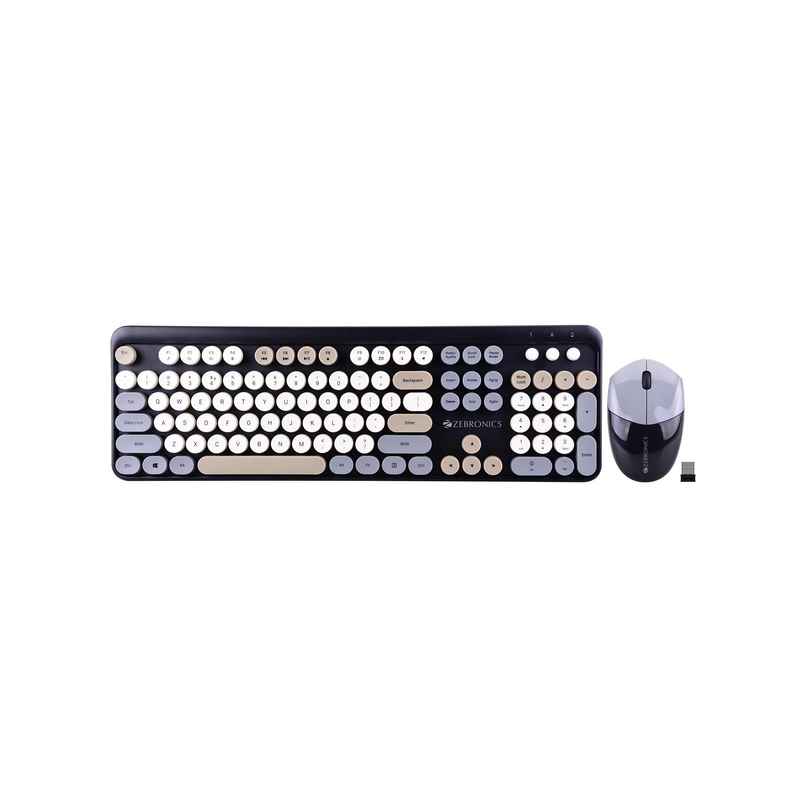 Zebronics Companion 301 2.4Ghz Wireless Keyboard & Mouse Combo With Uv Printed Style (Black + Grey)