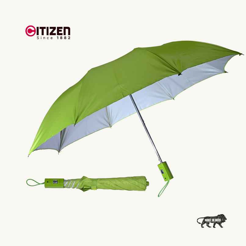 Citizen Mono Silver Umbrella | Lime Green | 21 Inch | 2 Folds Citizen Mono Silver Umbrella | Lime Green | 21 Inch | 2 Folds