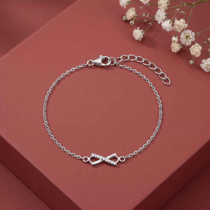 GIVA Silver Swiggy Infinity Bracelet