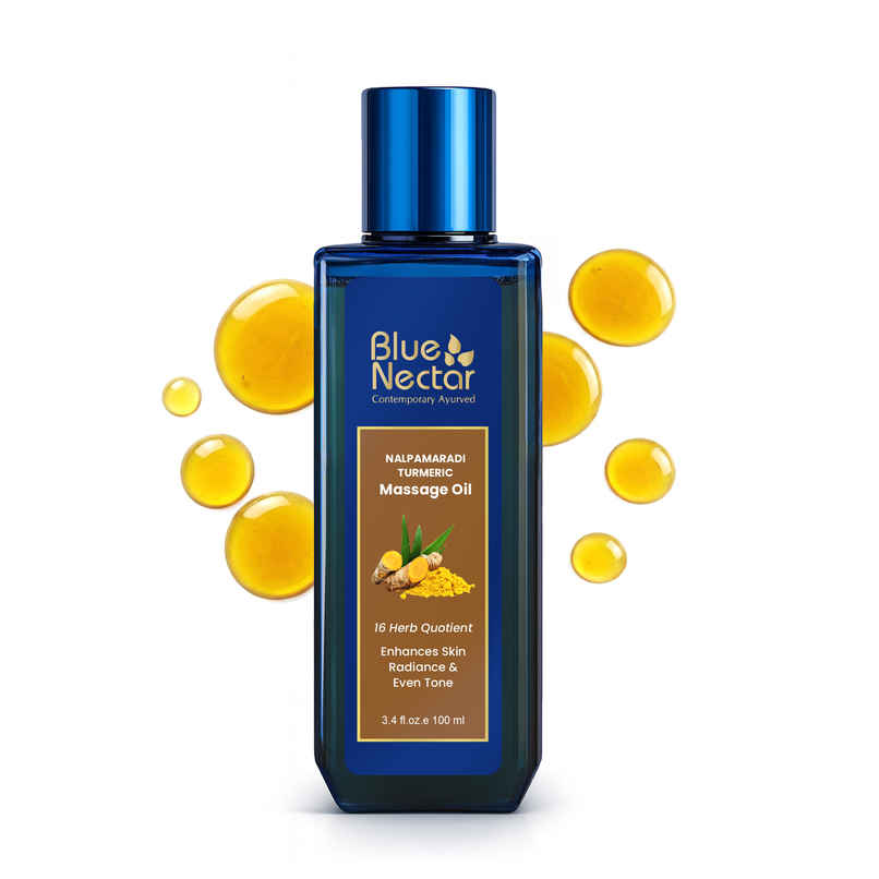 Blue Nectar Nalpamaradi Thailam | Turmeric Massage Oil for Skin Brightening & Tan Removal Blue Nectar Nalpamaradi Thailam | Turmeric Massage Oil for Skin Brightening & Tan Removal