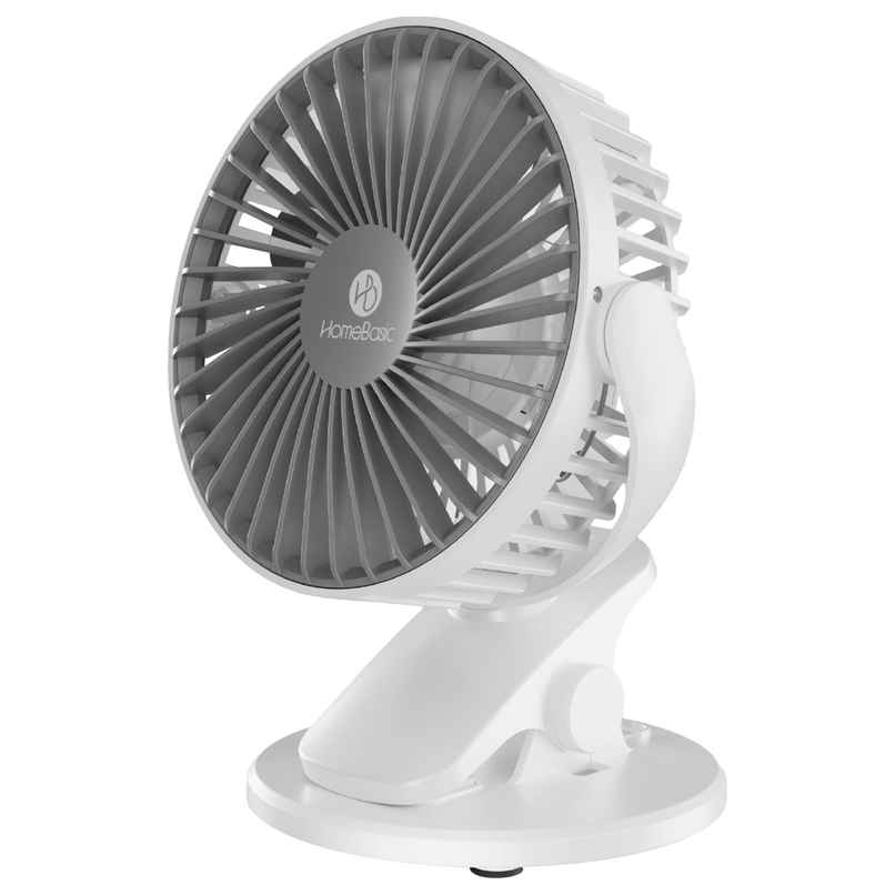 Homebasic USB Portable Mini Table Fan, 2-in-1 Clip & Desk Fan, White