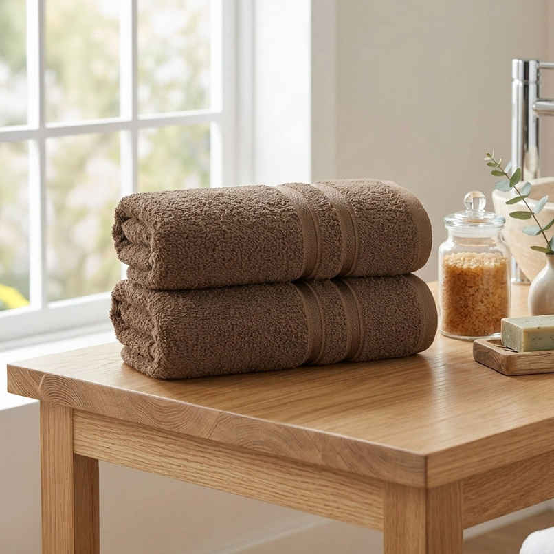 Home Elegance by myTrident Comfort Living 100% Cotton Hand Towel Set | 40cm x 60cm | 400 GSM | Coconut Shell