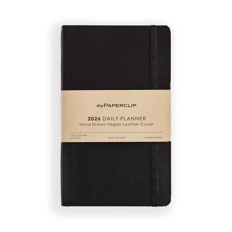 myPAPERCLIP 2026 Daily Planner M2 | Black | 384 Pages | Italian Vegan Leather