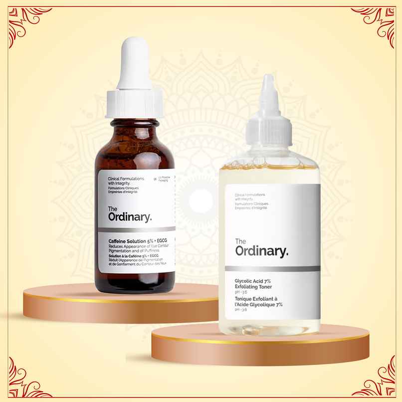 The Ordinary Caffeine Solution 5% + Egcg (30ml) & The Ordinary Glycolic Acid 7% Toning Solution (240ml) Combo