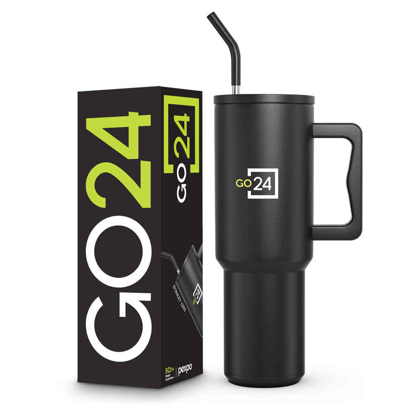 Go24 | Pexpo Stanzy ISI Certified Double Wall Insulated Stainless Steel Tumbler with Handle | 1.2 L