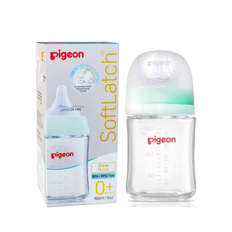 Pigeon Wn3 Glass Nursing Bottle 160Ml With Nipple Green Pigeon Wn3 Glass Nursing Bottle 160Ml With Nipple Green