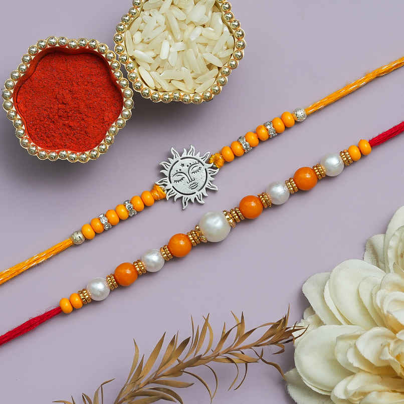 Sun Beads Rakhi with Roli Chawal | Gift for Brother Bhaiya | Feng Shui | Pack of 2 | Ecraftindia Sun Beads Rakhi with Roli Chawal | Gift for Brother Bhaiya | Feng Shui | Pack of 2 | Ecraftindia