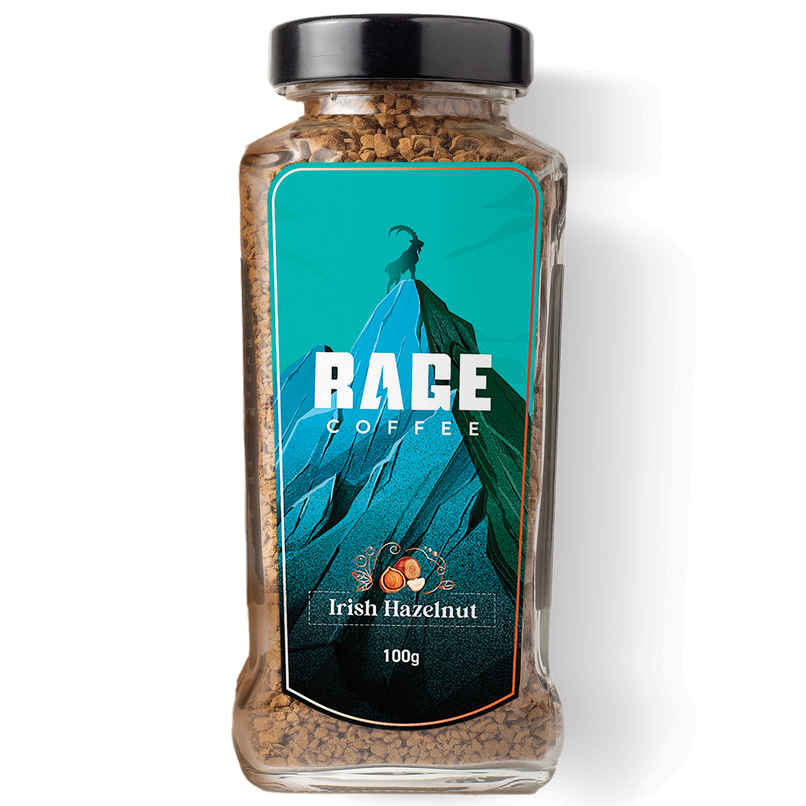 Rage Coffee Irish Hazelnut Flavour Premium Arabica Medium Roast Organic Instant Coffee