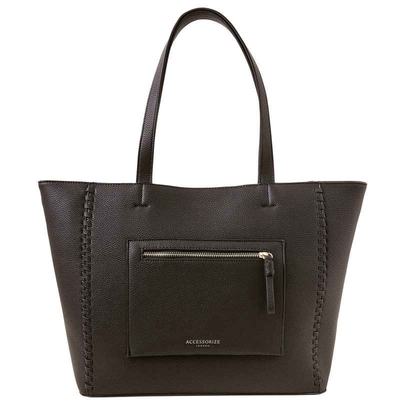 Accessorize London Women's Front Pocket Tote Bag | Black