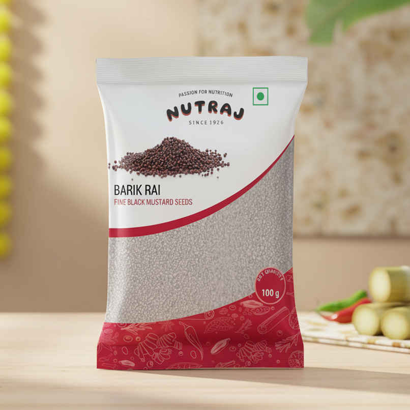 Nutraj Classic Barik Rai | Fine Black Mustard Seeds | Pouch