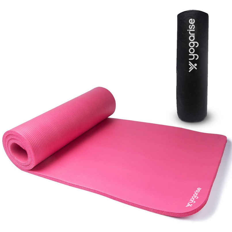 Yogarise 13mm NBR Yogamat with Bag, Pink Yogarise 13mm NBR Yogamat with Bag, Pink