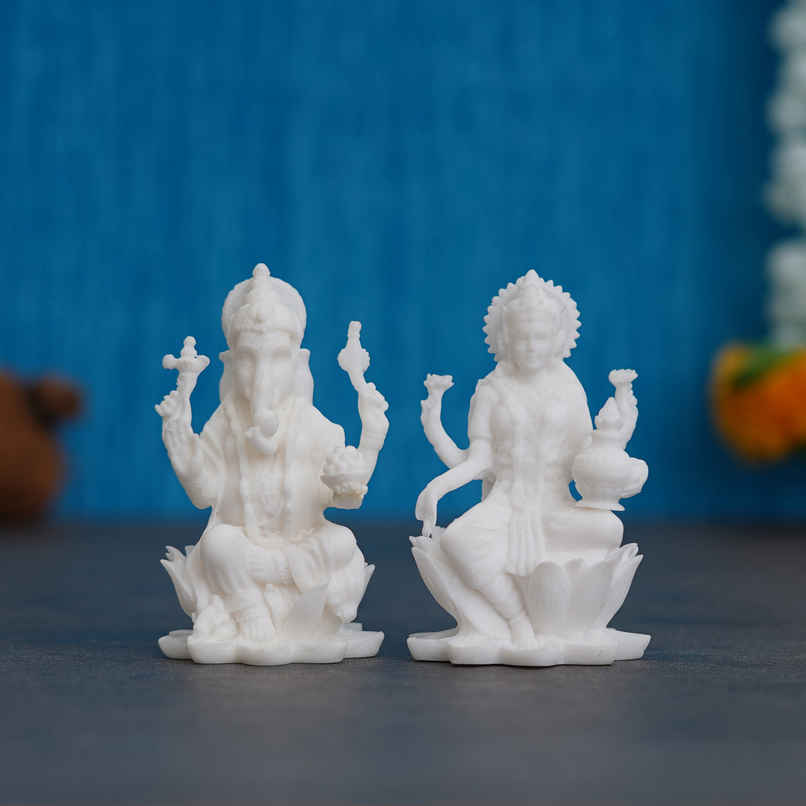 Resin Lakshmi Ganesh Murti for Pooja- Goddess Lakshmi & Lord Ganesha Idol | eCraftIndia