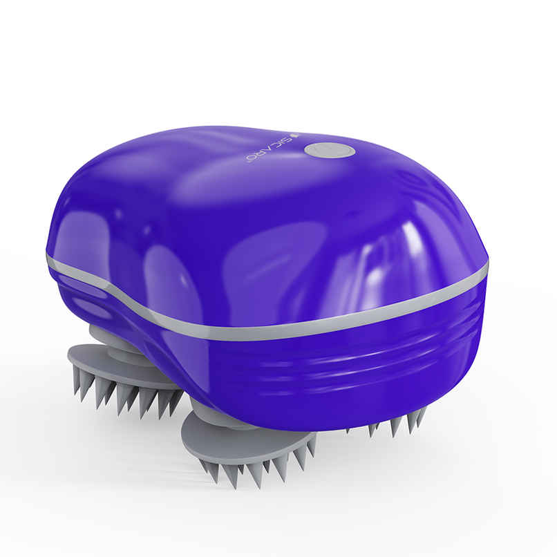 Sicaro RP202 Relax Pro Rechargeable Scalp and Body Massager | 360 Degree Deep Massage Bristles | Blue