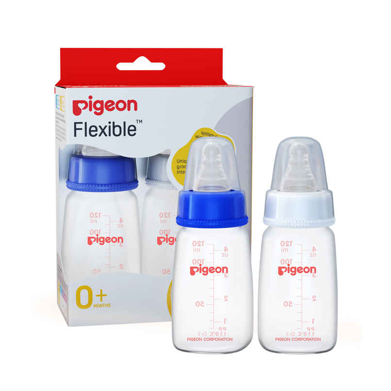 Pigeon Baby Care Peristaltic Nursing Bottle Twin Pack | 120ml | Blue White Nipple S Pigeon Baby Care Peristaltic Nursing Bottle Twin Pack | 120ml | Blue White Nipple S