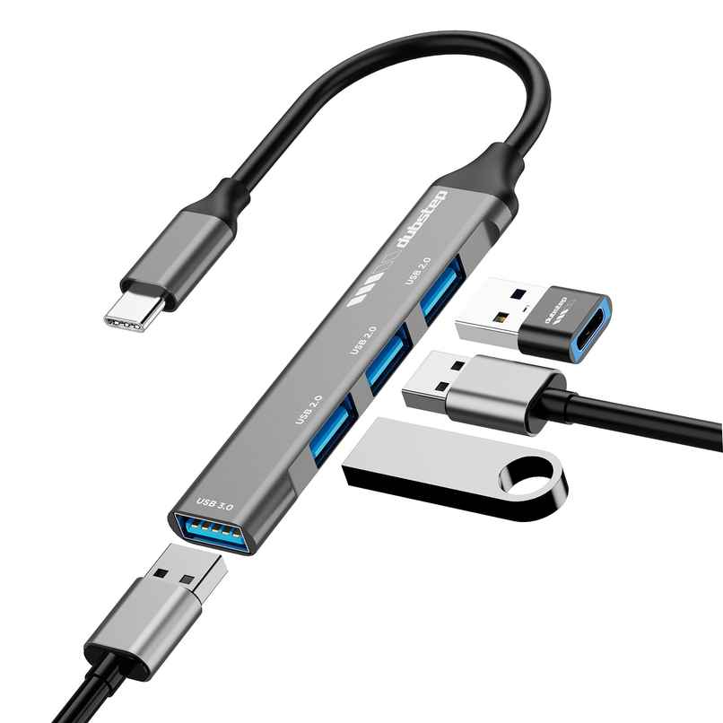 Dubstep SnaplinkGo 4-in-1 Type C USB Hub Grey Dubstep SnaplinkGo 4-in-1 Type C USB Hub Grey