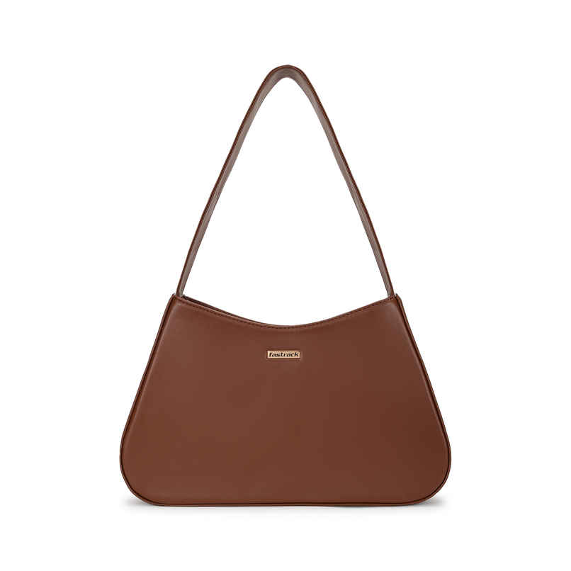 Fastrack Solid Baguette Shoulder Bag for Women | Brown