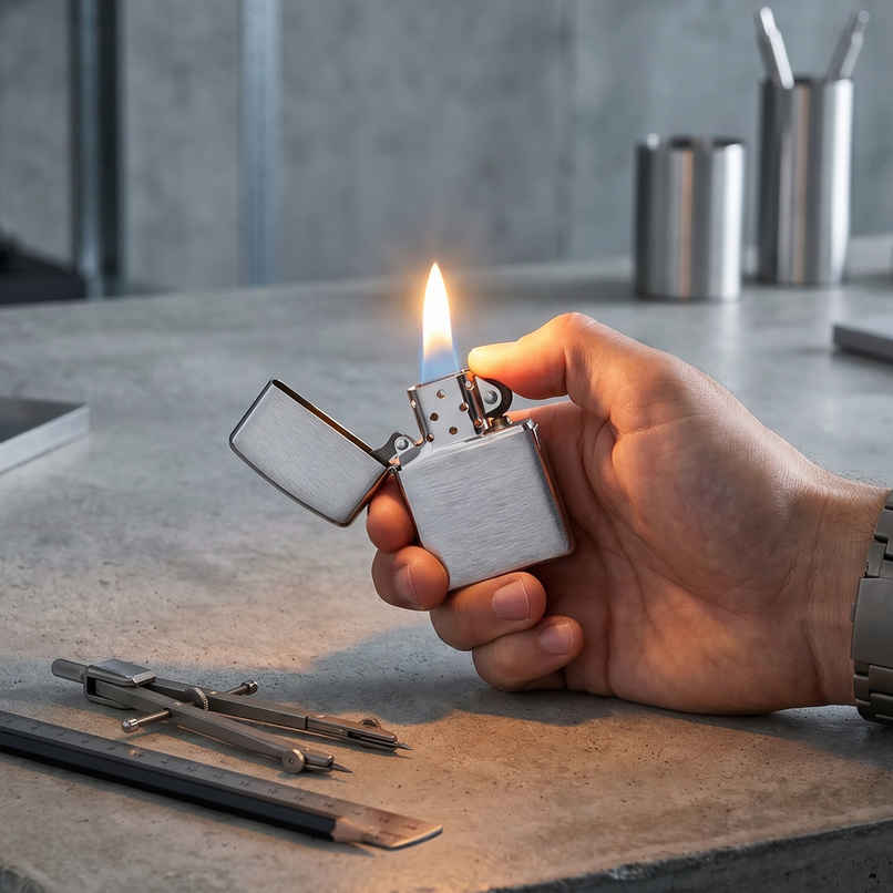 Zippo Armor Brushed Chrome Windproof Pocket Lighter
