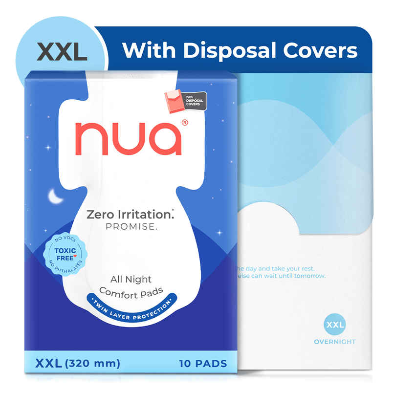 Nua All Night Comfort Sanitary Pads with Disposal Cover |XL++